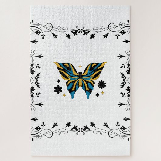 Schemerende Vlinder – Bloemige Contrast Harmonie Legpuzzel (Verticaal)
