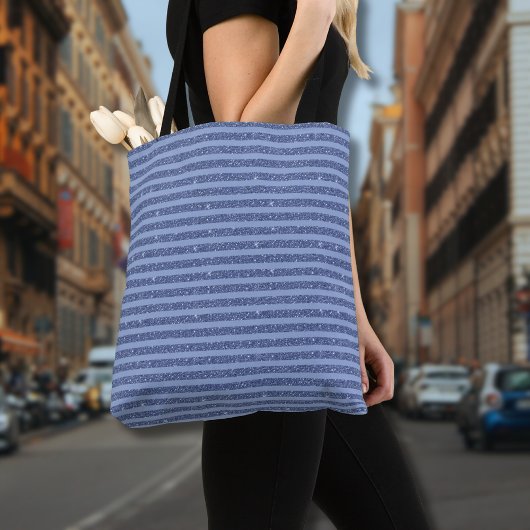 Schemerige Indigo Glitter Style Horizontale Strepe Tote Bag