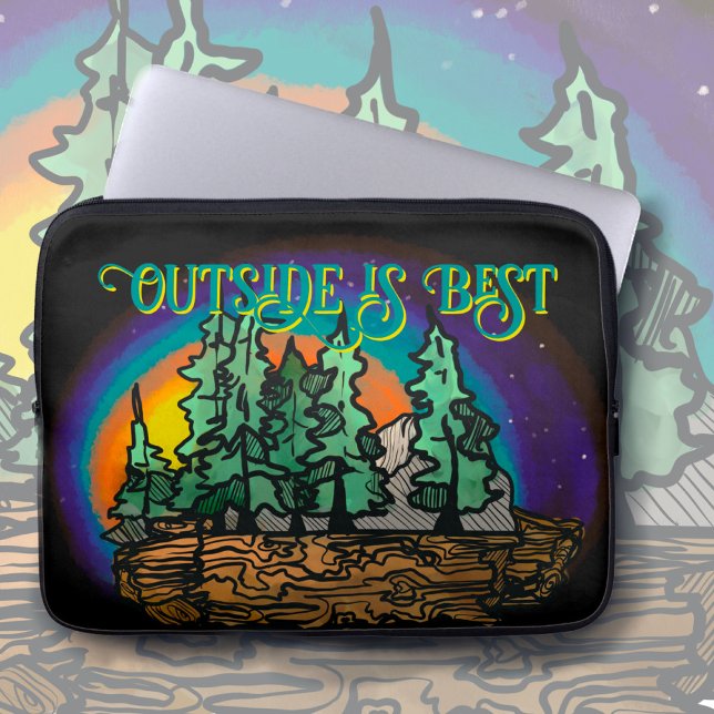 Schemerige lucht in het bos laptop sleeve (Creator heeft geüpload)