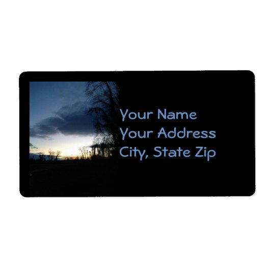schemering bij de bomen in de Adresetiketten van d Etiket (Voorkant)