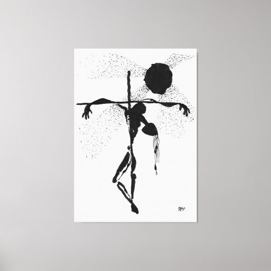 Schemering - Inkt tekening En de beruchte mensen w Canvas Afdruk (Voorkant)