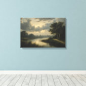 Schemering op het Nederlandse Kanaal Canvas Afdruk (Insitu (Houten vloer))