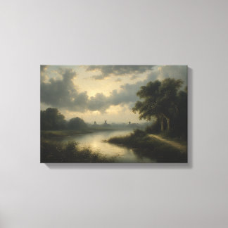 Schemering op het Nederlandse Kanaal Canvas Afdruk