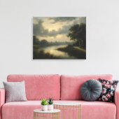 Schemering op het Nederlandse kanaal Canvas Afdruk (Insitu (Woonkamer))