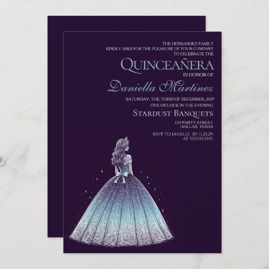 schemering Paarse quinceañera meisje Kaart (Voorkant / Achterkant)