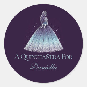 schemering Paarse quinceañera meisje Ronde Sticker