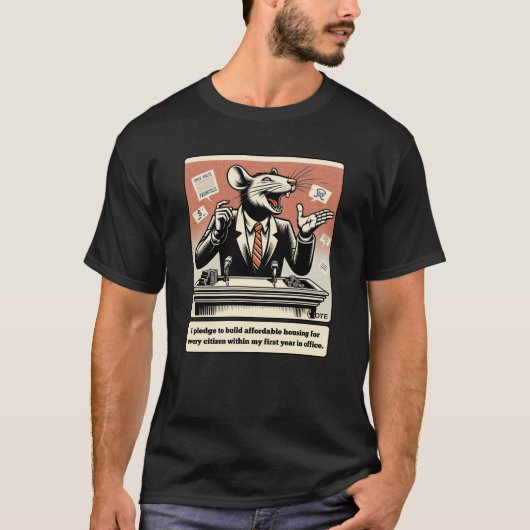 Scheming Tails: De medeplichtige rat politicus T-shirt (Voorkant)