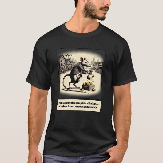 Scheming Tails: De medeplichtige rat politicus T-shirt (Voorkant)