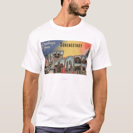 Schenectady, New York - Grote Letter-scènes T-shirt (Voorkant)