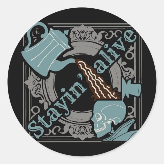 Schenk de koffie in! ronde sticker (Voorkant)