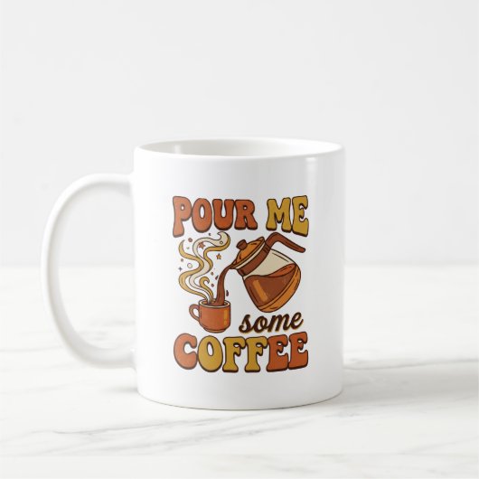 Schenk Me Wat Koffie Retro Typografie Design – Vin Koffiemok (Links)