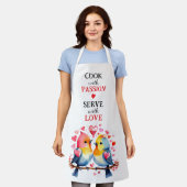 Schenk met liefde vogels wit rood schort (Gedragen)