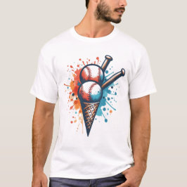 Schep Baseball Pret – Kleurrijke IJshoorn Kunst T-shirt