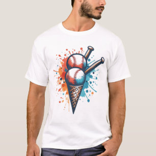 Schep Baseball Pret – Kleurrijke IJshoorn Kunst T-shirt