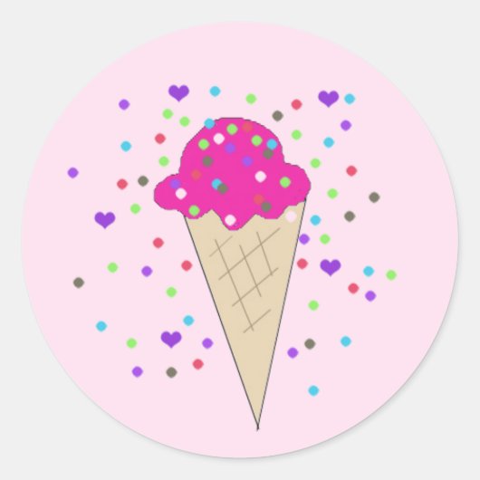 Schep Confetti Ijs Ronde Sticker (Voorkant)