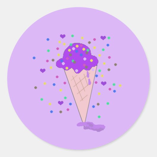 Schep Paarse Confetti Ijs Ronde Sticker (Voorkant)