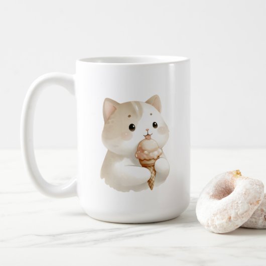 Schep van Schattigee Ice Cream Kitty Cat Koffiemok (Met donut)