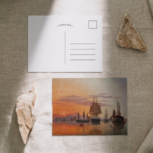 Schepen aan de rivier de Taag   Carl Dahl Briefkaart