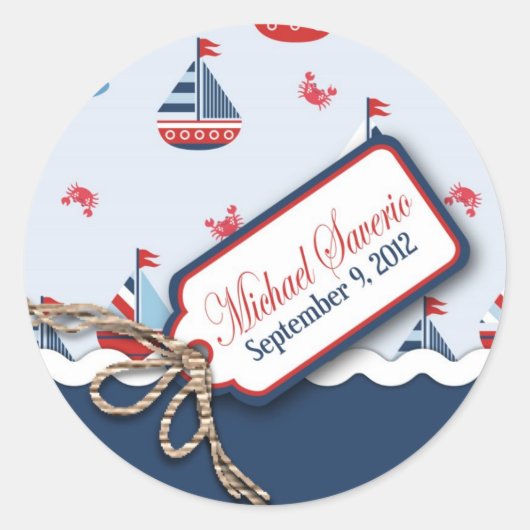 Schepen Ahoy! Doop Sticker_Michael Saverio 2 Ronde Sticker (Voorkant)