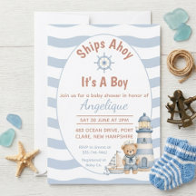 Schepen Ahoy Het Is Een Jongen Baby Shower Uitnodi