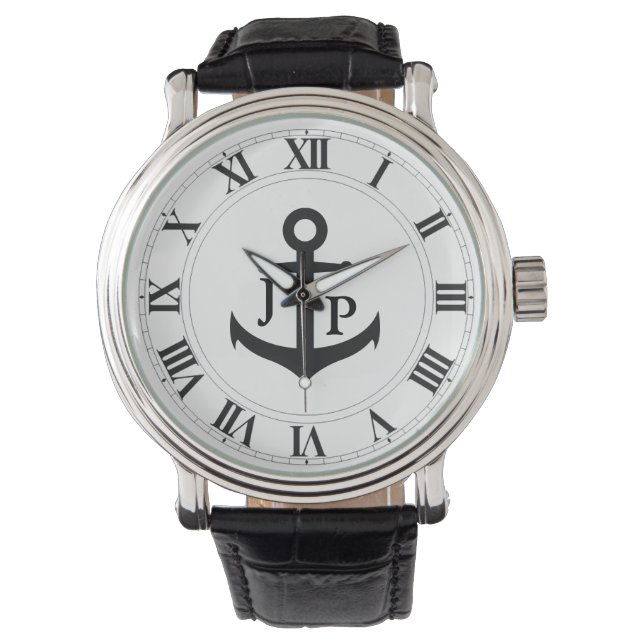 Schepen Anker Mannen Vintage Horloge (Voorkant)