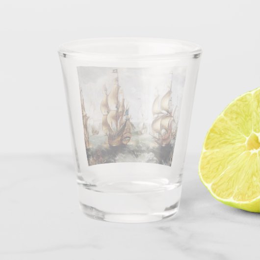 Schepen bij zee 1632 shot glas (Achterkant)