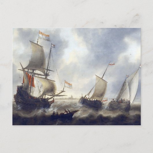 Schepen bij Zee 1660s Briefkaart (Voorkant)