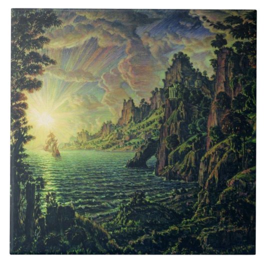 Schepen: De avond van de zon (door Konstantin Boga Tegeltje (Voorkant)