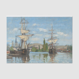Schepen die door Monet op de zegen in Rouen rijden Tissuepapier