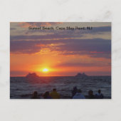 Schepen die Herfst Sunset passeren bij Cape May, N Briefkaart (Voorkant)