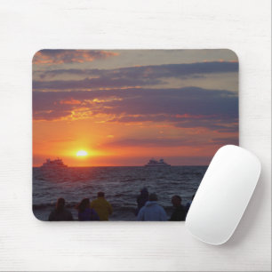 Schepen die onder Herfst Sunset Mousepad varen Muismat