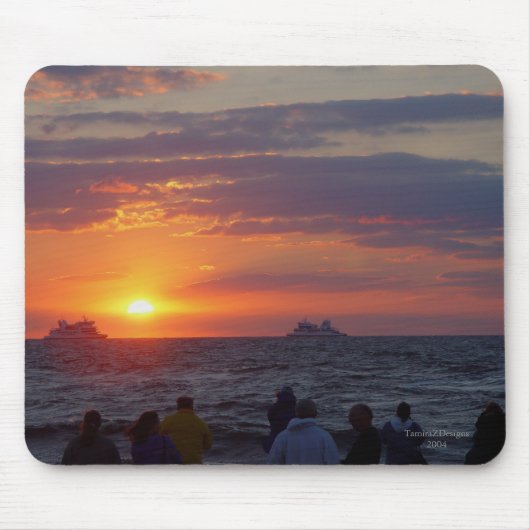 Schepen die onder Herfst Sunset Mousepad varen Muismat (Voorkant)