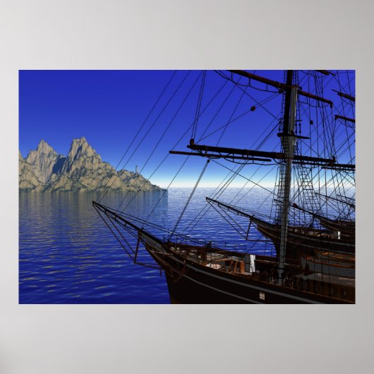 Schepen die op de haven rusten poster (Voorkant)