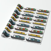 Schepen en Narrowboats Boot Illustraties Cadeaupapier (Uitgerold)