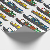 Schepen en Narrowboats Boot Illustraties Cadeaupapier (Hoek)
