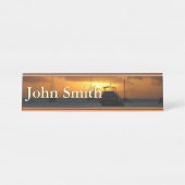 Schepen en soennitische zeebaars bureau naambordje (Voorkant)