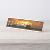 Schepen en soennitische zeebaars bureau naambordje (Voorkant)