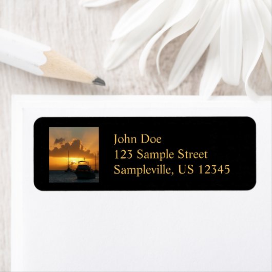 Schepen en soennitische zeebaars etiket (Insitu)