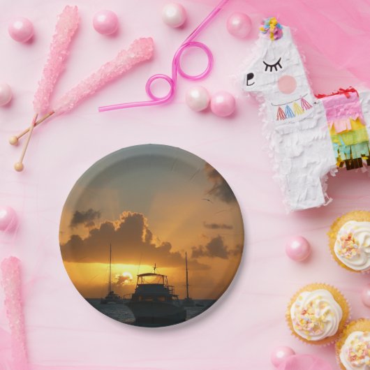 Schepen en soennitische zeebaars papieren bordje (Feest)