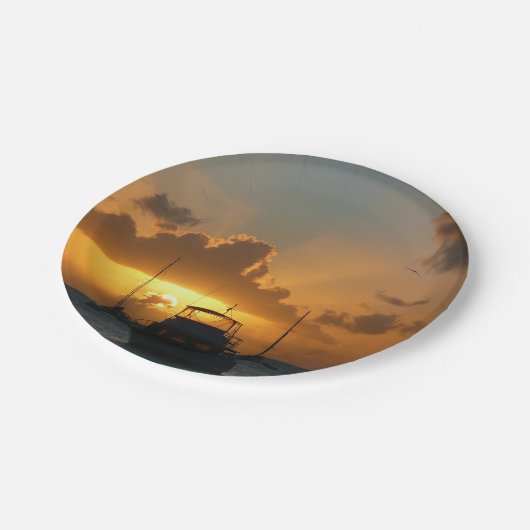 Schepen en soennitische zeebaars papieren bordje (Gekanteld)