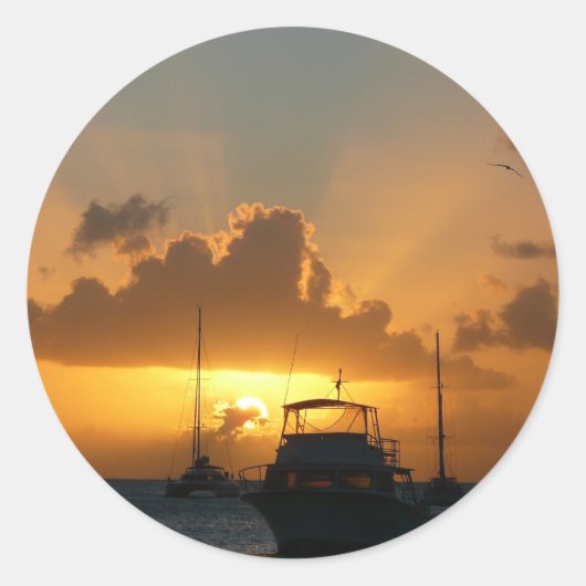 Schepen en soennitische zeebaars ronde sticker (Voorkant)