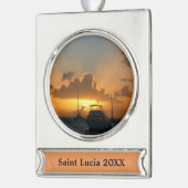 Schepen en soennitische zeebaars verzilverd banner ornament (Links)