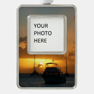 Schepen en soennitische zeebaars verzilverd omlijst ornament