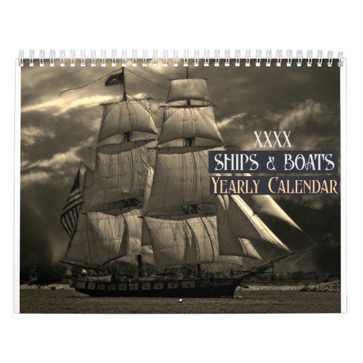 Schepen en vaartuigen Pas het jaar aan | Kalender (Hoes)
