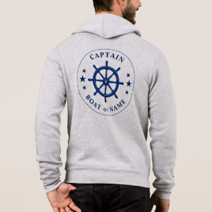 Schepen Helm Wheel Sterren Kapitein of Boot Naam G Hoodie