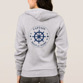 Schepen Helm Wheel Sterren Kapitein of Boot Naam G Hoodie (Achterkant)