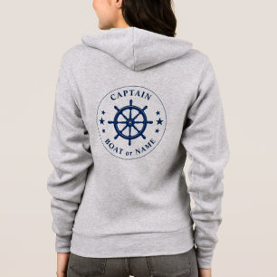 Schepen Helm Wheel Sterren Kapitein of Boot Naam G Hoodie