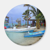 Schepen in Caye Caulker, Belize Magneet (Voorkant)