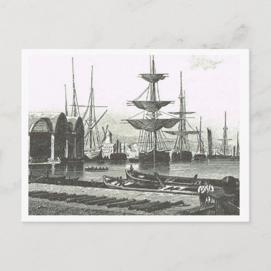 Schepen in de haven briefkaart (Voorkant)