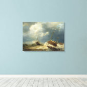 Schepen in een Storm aan de Nederlandse Kust Canvas Afdruk (Insitu (Houten vloer))